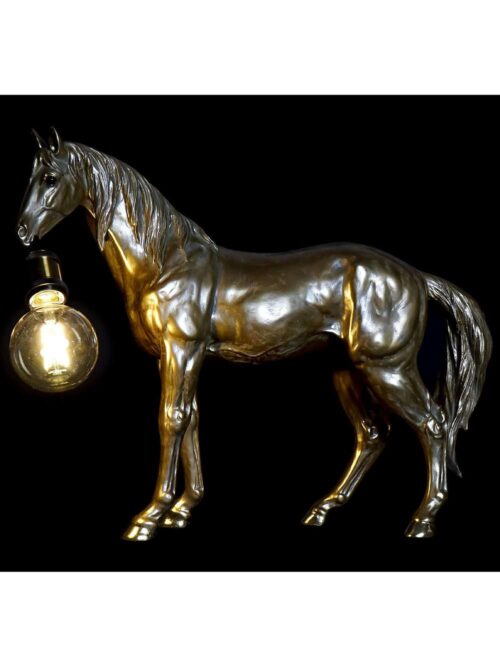 Lampada da Tavolo Cavallo in Resina Dorato