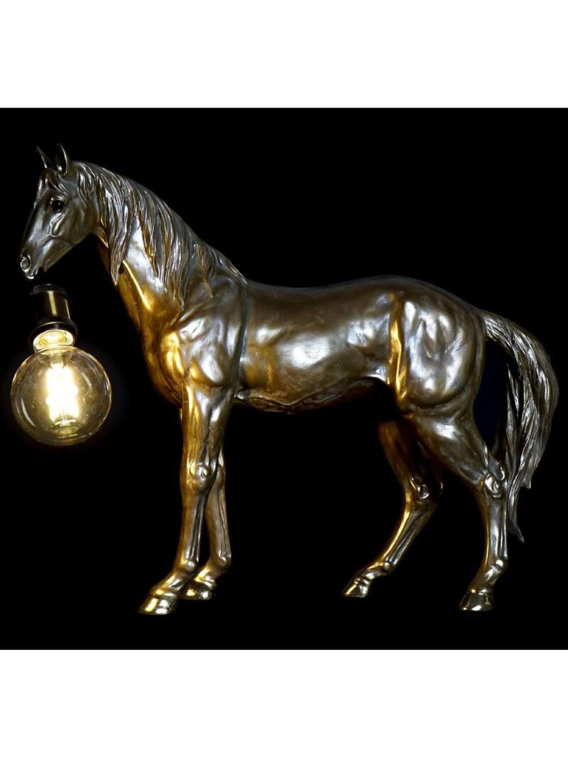 Lampada Da Tavolo Cavallo In Resina Dorato