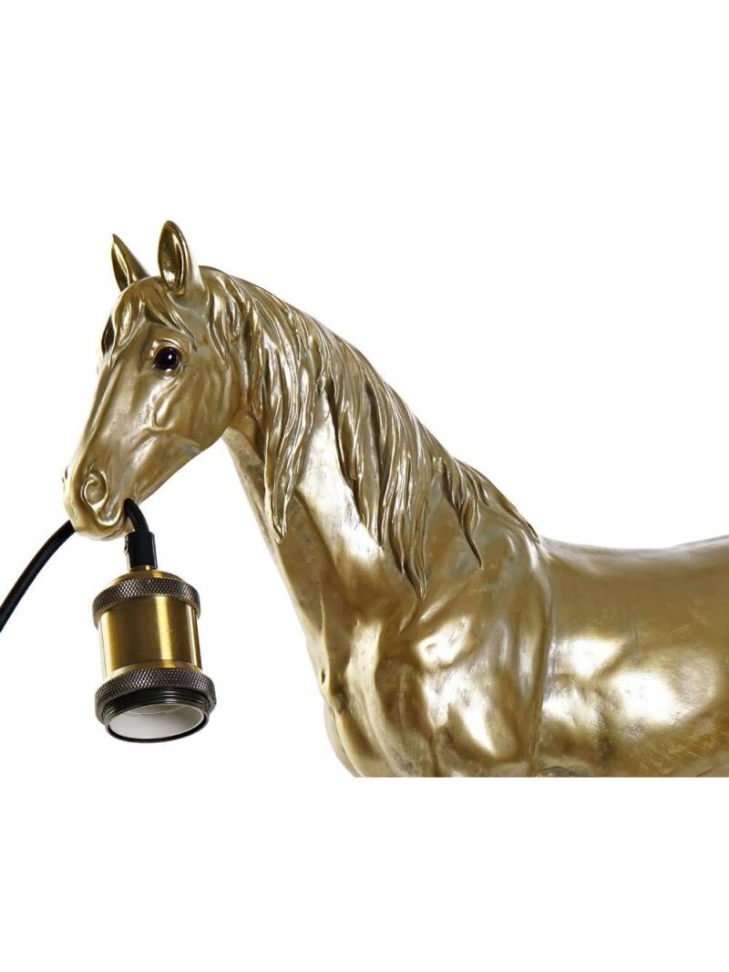 Lampada Da Tavolo Cavallo In Resina Dorato