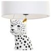 Lampada Da Tavolo Leopardo In Resina Con Paralume Bianco
