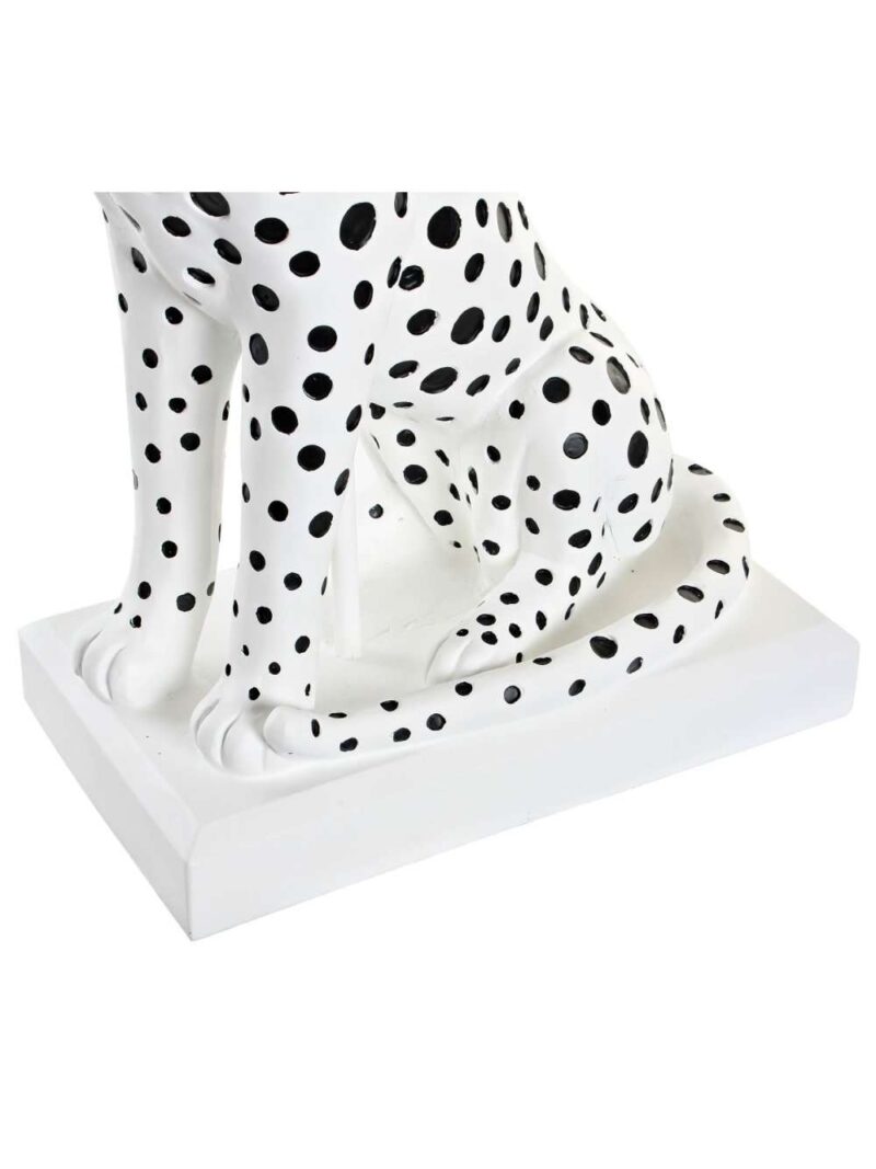 Lampada Da Tavolo Leopardo In Resina Con Paralume Bianco