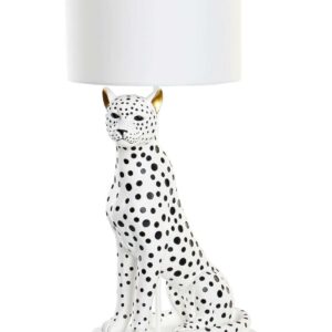 Lampada da Tavolo Leopardo in Resina con Paralume Bianco