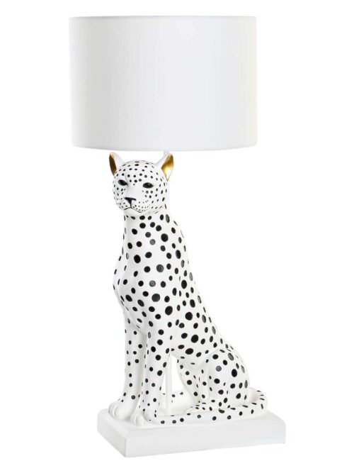 Lampada da Tavolo Leopardo in Resina con Paralume Bianco