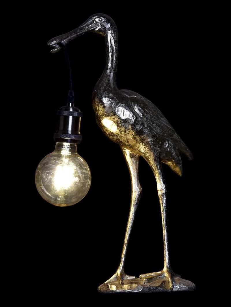 Lampada Da Tavolo Airone Dorato H48 Cm