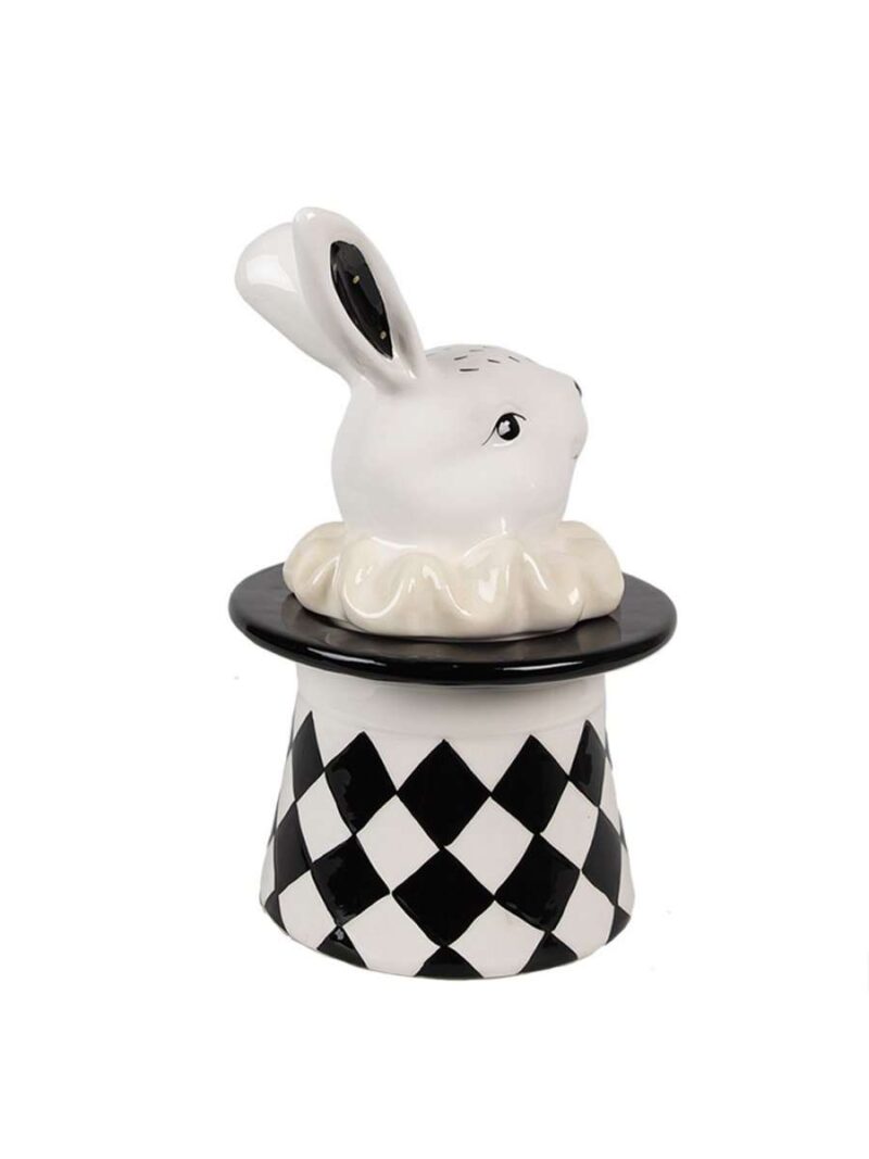 Barattolo Contenitore Coniglio Bianco Nero 20Cm