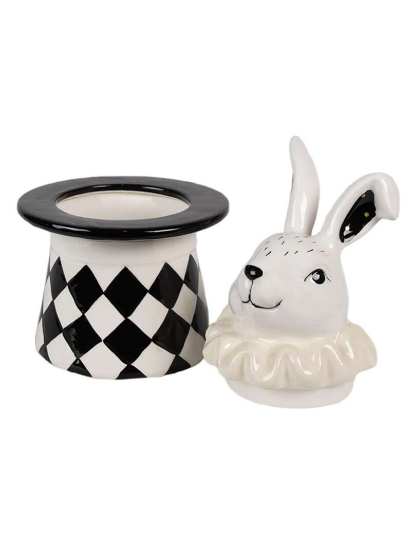 Barattolo Contenitore Coniglio Bianco Nero 20Cm