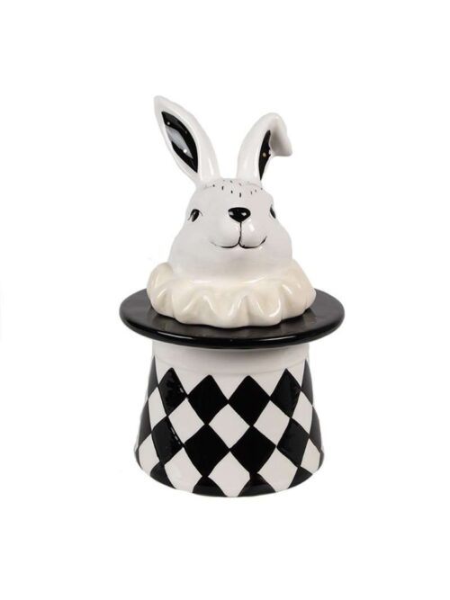 Barattolo Contenitore Coniglio Bianco Nero 20cm