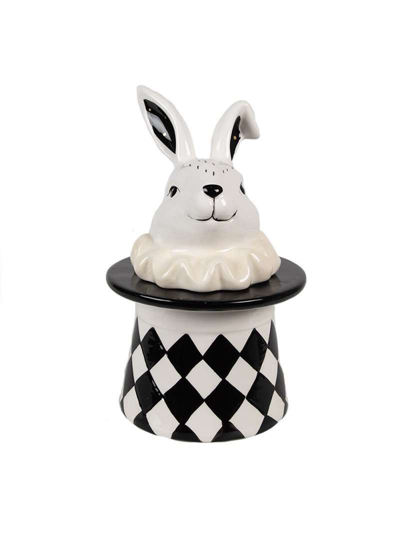 Barattolo Contenitore Coniglio Bianco Nero 20Cm