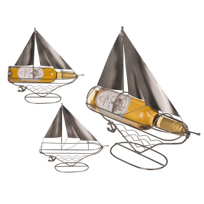 Portabottiglie In Metallo Barca A Vela