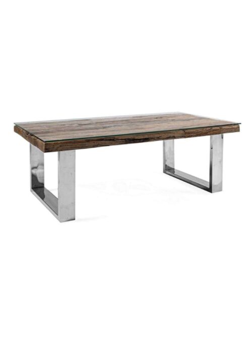 Tavolino in Legno Riciclato e Vetro Stanton