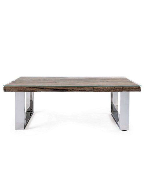 Tavolino in Legno Riciclato e Vetro Stanton