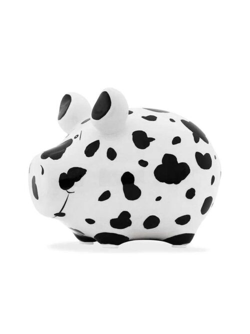 Salvadanaio Maialino Dalmata in Ceramica Bianco Nero