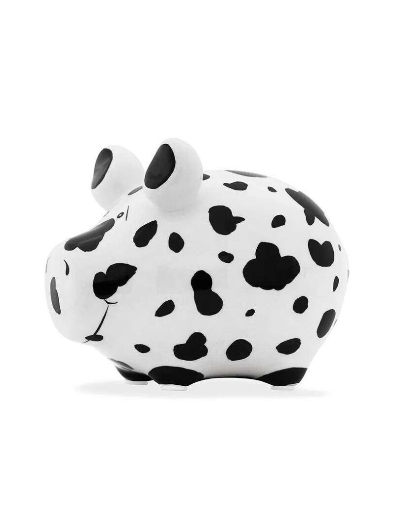 Salvadanaio Maialino Dalmata In Ceramica Bianco Nero