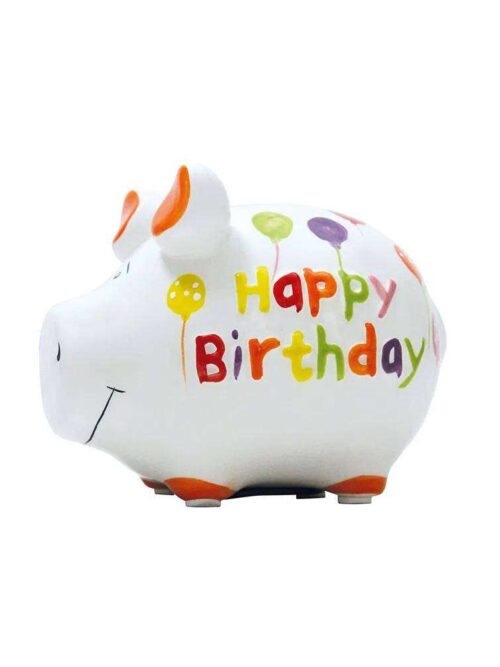 Salvadanaio Maialino Happy Birthday in Ceramica