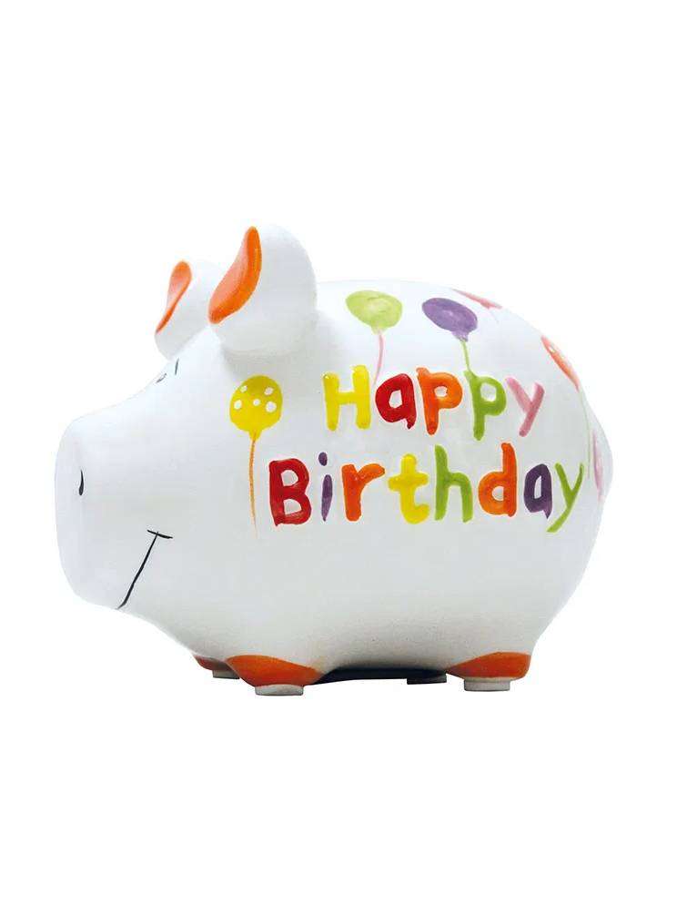 Salvadanaio Maialino Happy Birthday In Ceramica