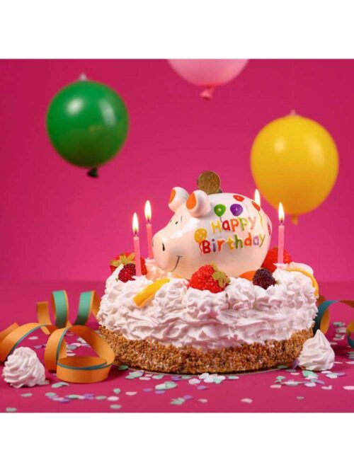 Salvadanaio Maialino Happy Birthday in Ceramica