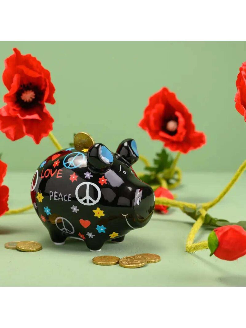 Salvadanaio Maiale Hippie In Ceramica