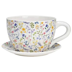 Vaso da Fiori in Ceramica con Decoro Floreale