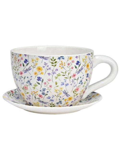 Vaso da Fiori in Ceramica con Decoro Floreale