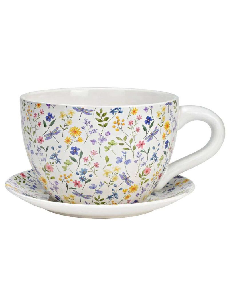 Vaso Da Fiori In Ceramica Con Decoro Floreale