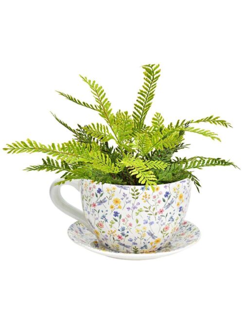 Vaso da Fiori in Ceramica con Decoro Floreale