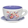 Grande Tazza Per Piante In Ceramica Con Fiori Design Viola Bianco