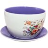 Grande Tazza Per Piante In Ceramica Con Fiori Design Viola Bianco