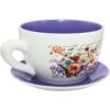 Grande Tazza Per Piante In Ceramica Con Fiori Design Viola Bianco