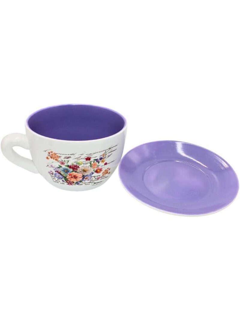 Grande Tazza Per Piante In Ceramica Con Fiori Design Viola Bianco