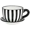 Grande Tazza Per Piante In Ceramica Bianca A Righe Nere Design Moderno 25X14X23 Cm