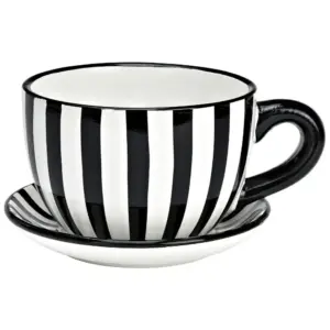 Grande Tazza per Piante in Ceramica con Fiori Design Viola Bianco 20x12x15 cm