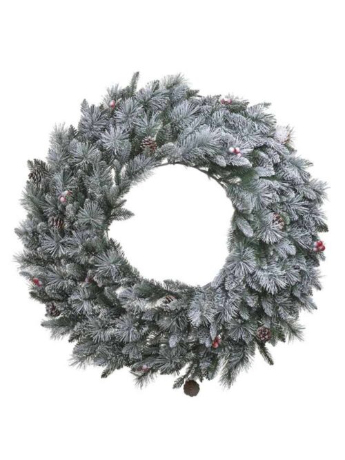 Corona Innevata con Pigne e Bacche Rosse diam 90 cm