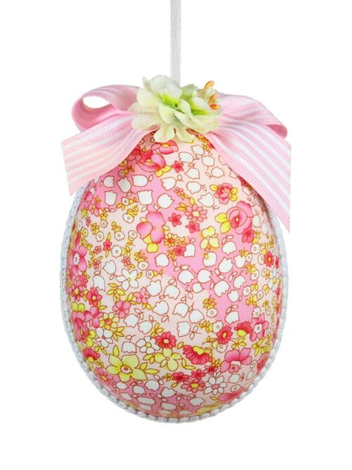 Floral Egg with Bow Ornament Uovo Floreale con Fiocco