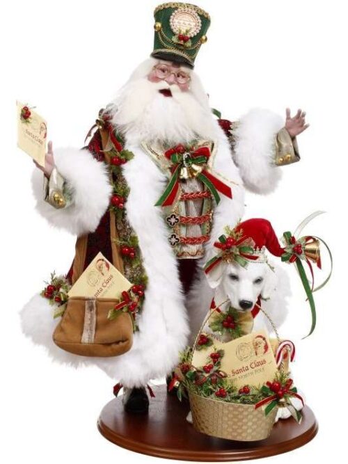 Figura Natalizia Babbo Natale Mail Call with Dog 66 cm
