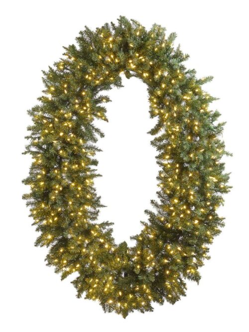Corona di Pino Ovale con 400 LED 152 cm Verde