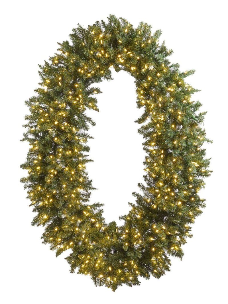Corona Di Pino Ovale Con 400 Led 152 Cm Verde
