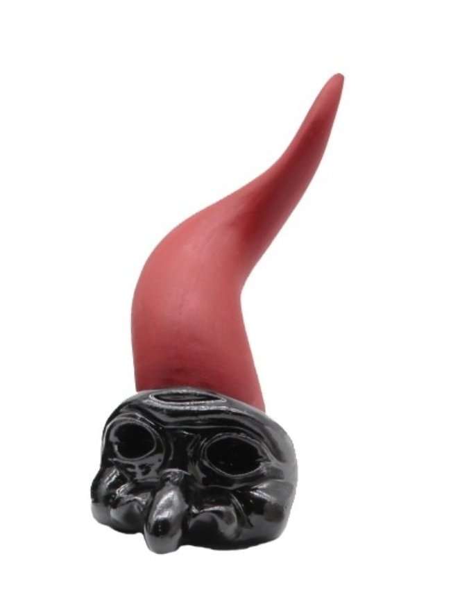 Corno Rosso Con Maschera Nera In Porcellana Di Capodimonte