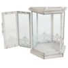 Set Di 2 Lanterne In Metallo Bianco Invecchiato Con Inserti In Cristallo
