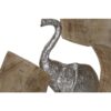 Figura Elefante In Alluminio Con Base In Legno Di Mango