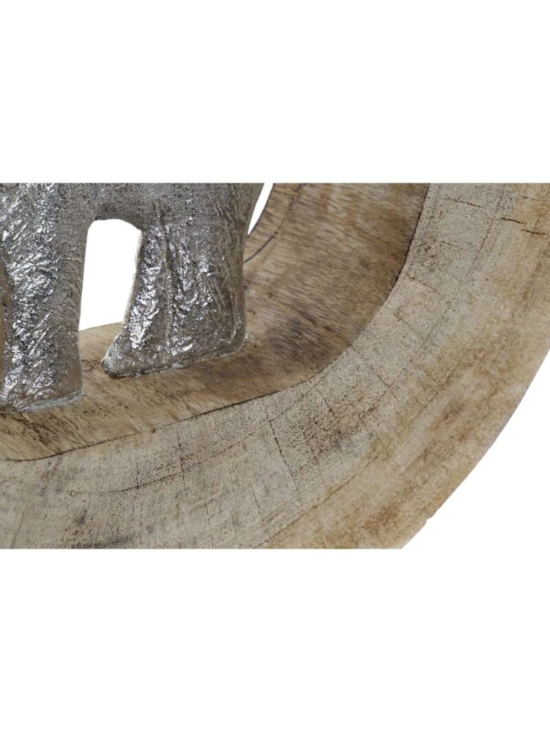 Figura Elefante In Alluminio Con Base In Legno Di Mango
