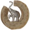 Figura Elefante In Alluminio Con Base In Legno Di Mango