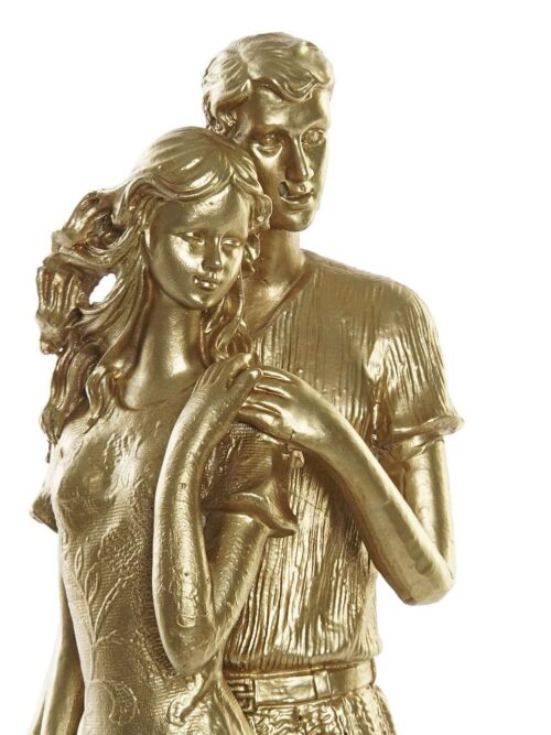 Figura in Resina Coppia Abbracciata Dorata