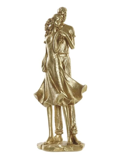 Figura in Resina Coppia Abbracciata Dorata