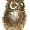 Gufo Dorato In Resina Figura Decorativa