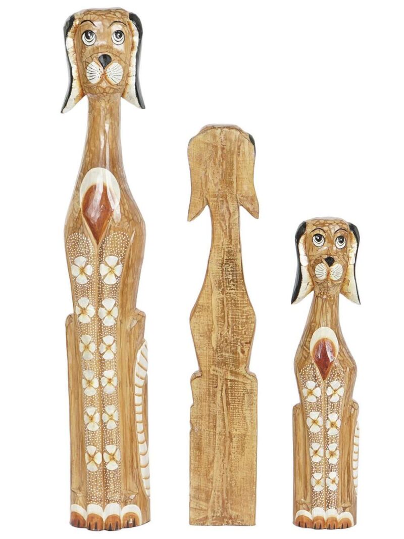Set Di 3 Figure In Albasia A Forma Di Cane Stilizzato Squadrato