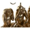 Candelabro Decorativo In Resina Dorato A Forma Di Tre Scimmiette