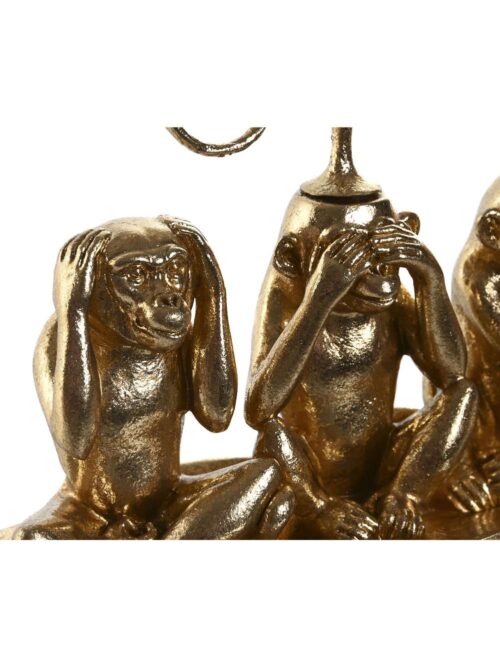 Candelabro Decorativo in Resina Dorato a Forma di Tre Scimmiette
