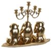 Candelabro Decorativo In Resina Dorato A Forma Di Tre Scimmiette