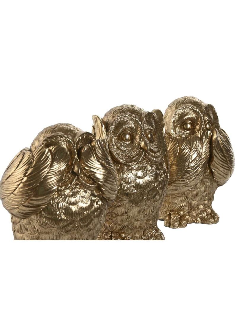 Set Figure In Resina A Forma Di Gufo Dorato