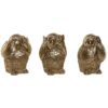 Set Figure In Resina A Forma Di Gufo Dorato